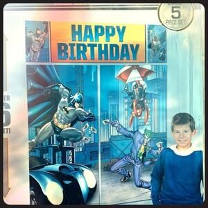 Giant 5 pc Batman Poster set w Birthday banner